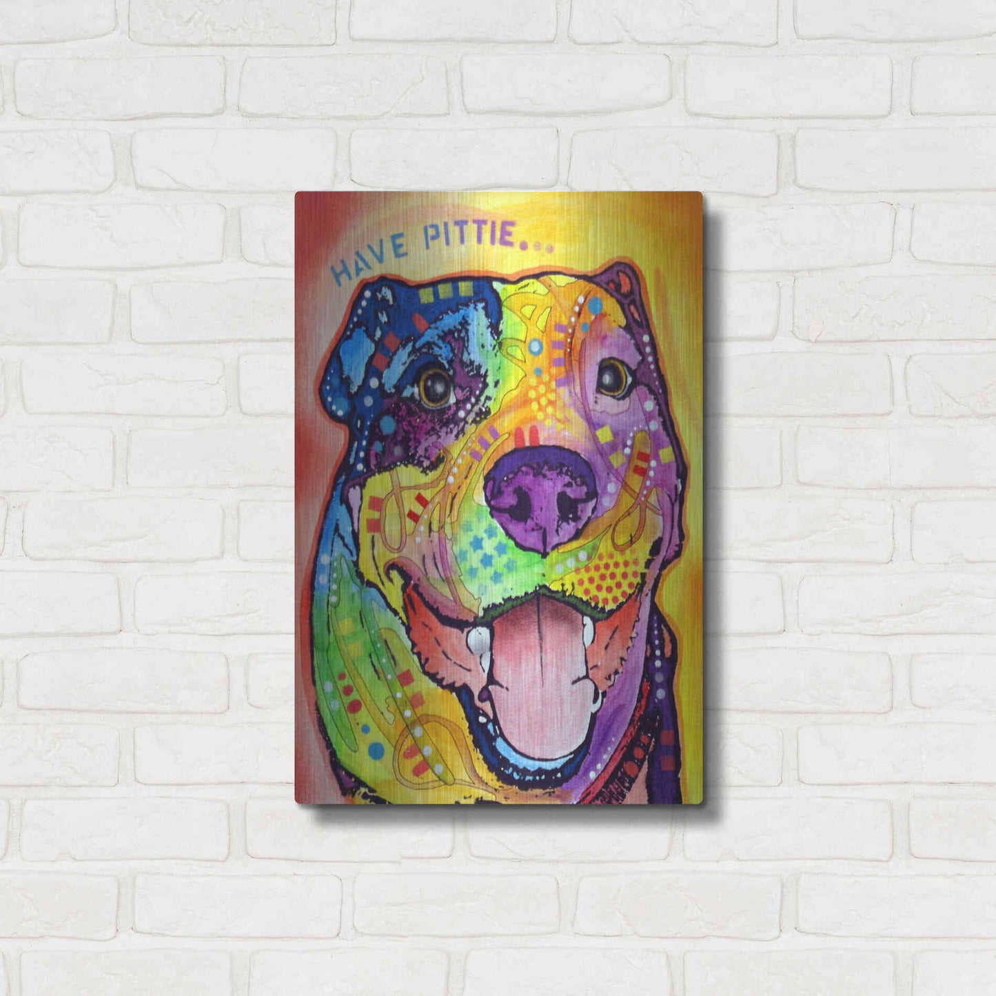 Luxe Metal Art 'Have Pittie' by Dean Russo, Metal Wall Art,16x24