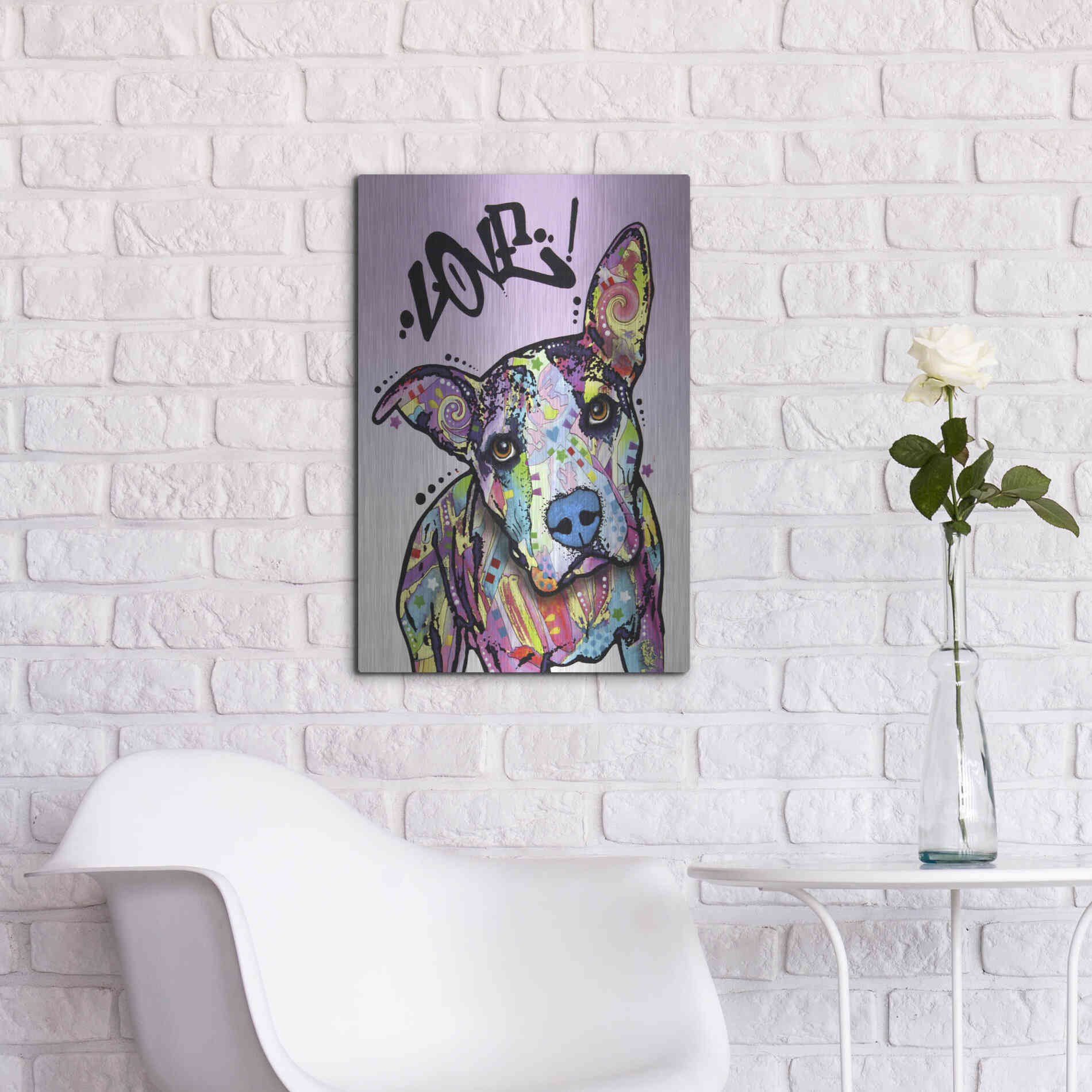 Luxe Metal Art 'Love!' by Dean Russo, Metal Wall Art,16x24