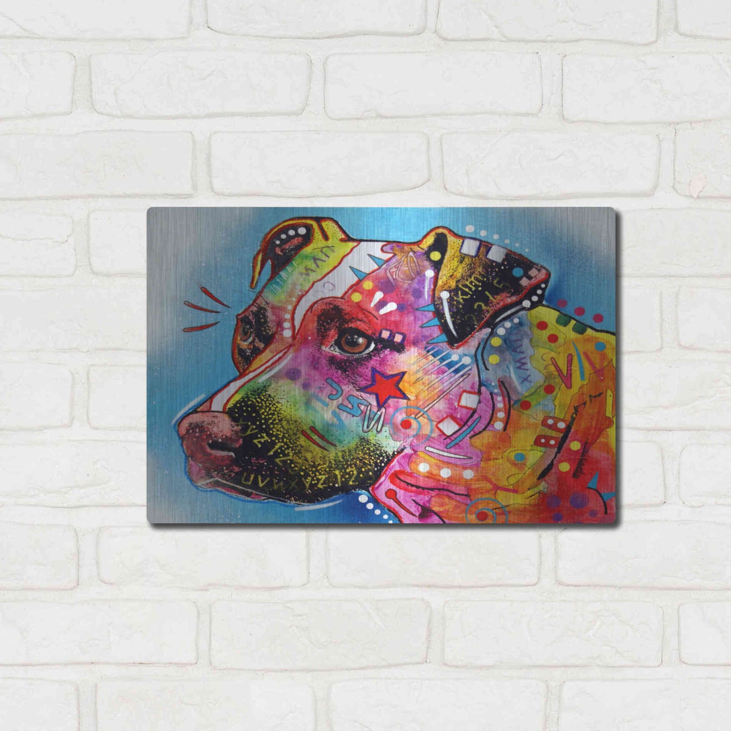 Luxe Metal Art 'Pit Bull 1059' by Dean Russo, Metal Wall Art,16x12