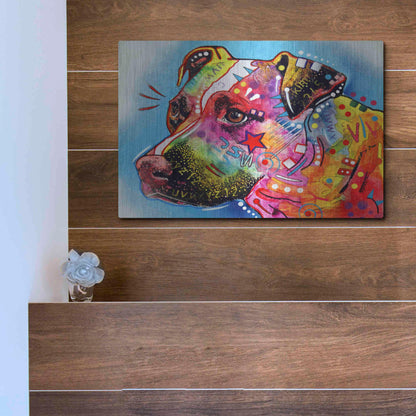 Luxe Metal Art 'Pit Bull 1059' by Dean Russo, Metal Wall Art,16x12