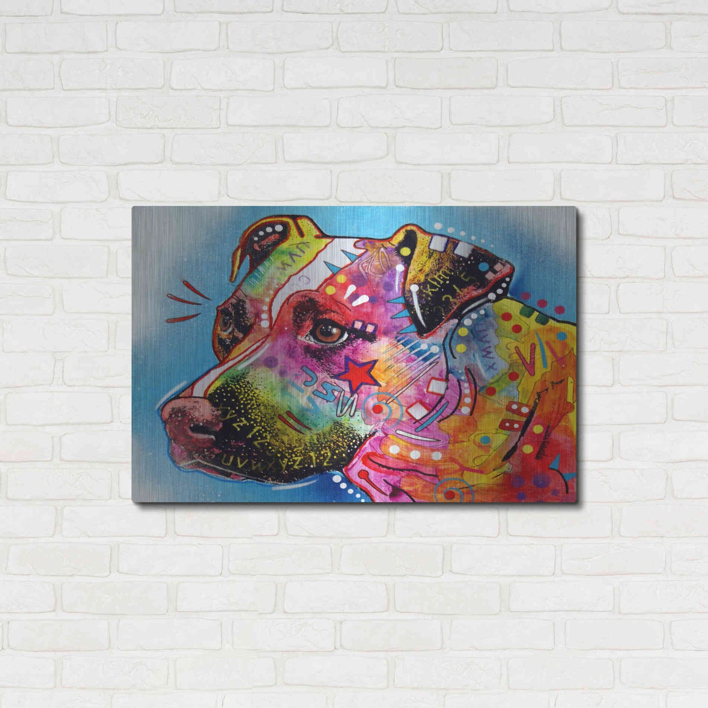 Luxe Metal Art 'Pit Bull 1059' by Dean Russo, Metal Wall Art,36x24