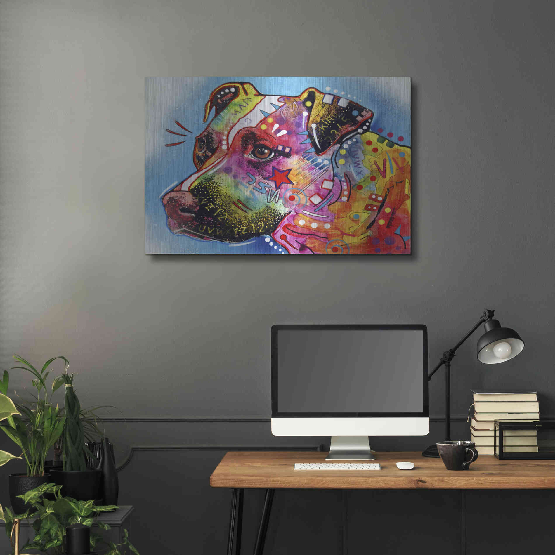 Luxe Metal Art 'Pit Bull 1059' by Dean Russo, Metal Wall Art,36x24