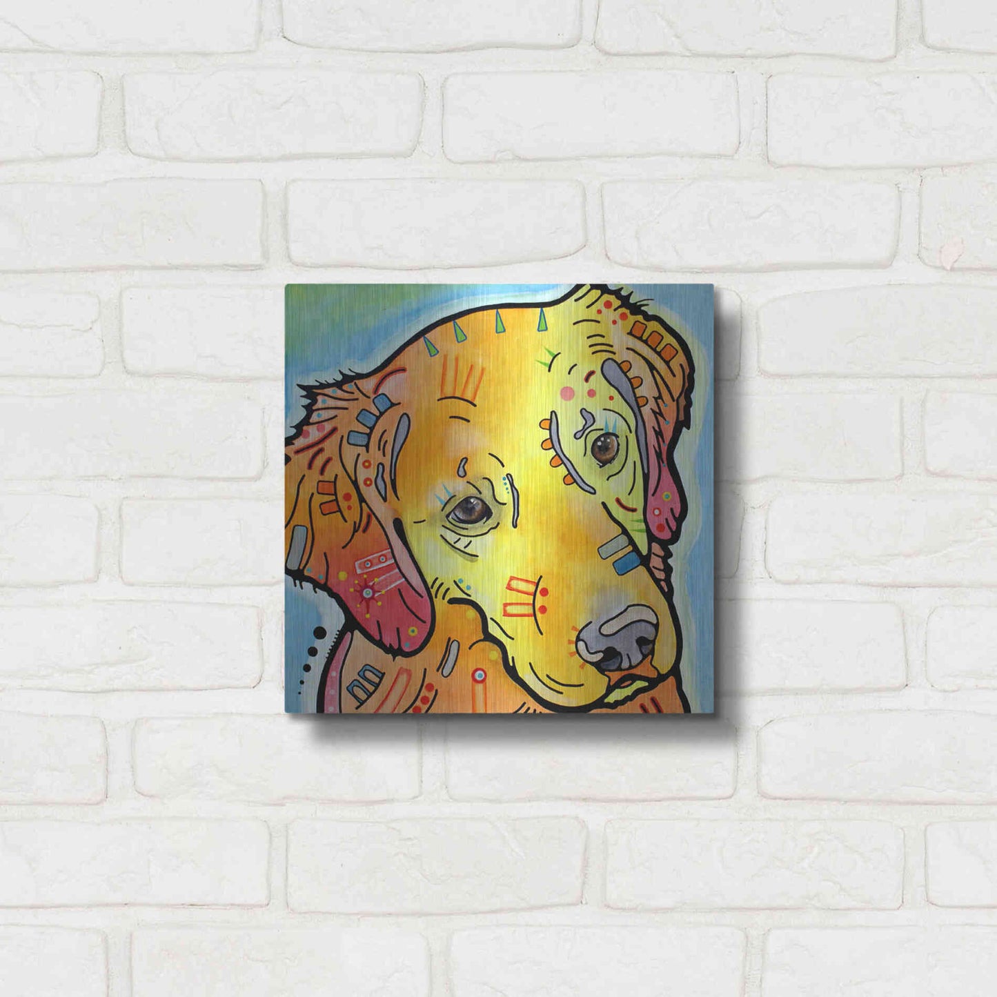 Luxe Metal Art 'The Golden(Ish) Retriever' by Dean Russo, Metal Wall Art,12x12