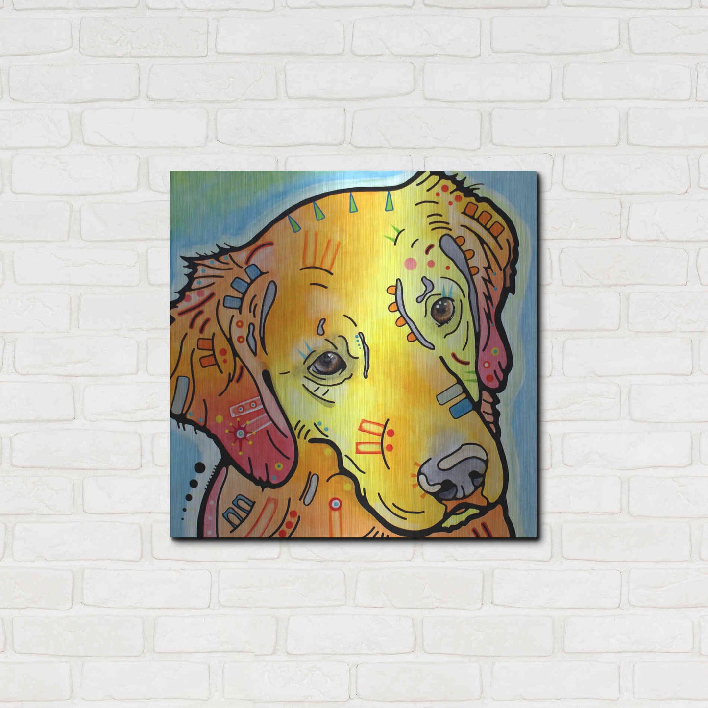 Luxe Metal Art 'The Golden(Ish) Retriever' by Dean Russo, Metal Wall Art,24x24