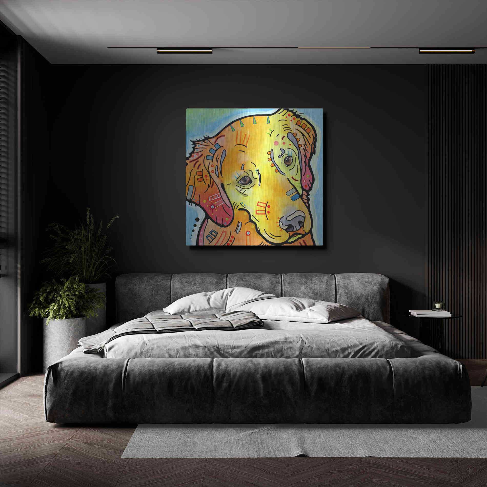 Luxe Metal Art 'The Golden(Ish) Retriever' by Dean Russo, Metal Wall Art,24x24