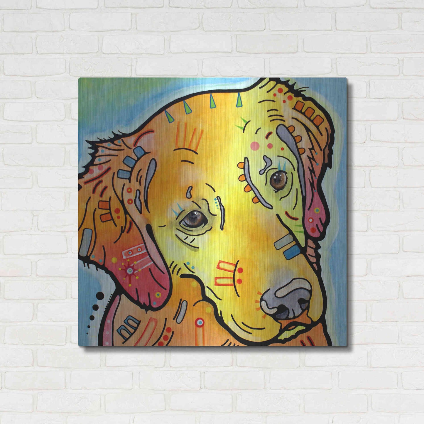 Luxe Metal Art 'The Golden(Ish) Retriever' by Dean Russo, Metal Wall Art,36x36