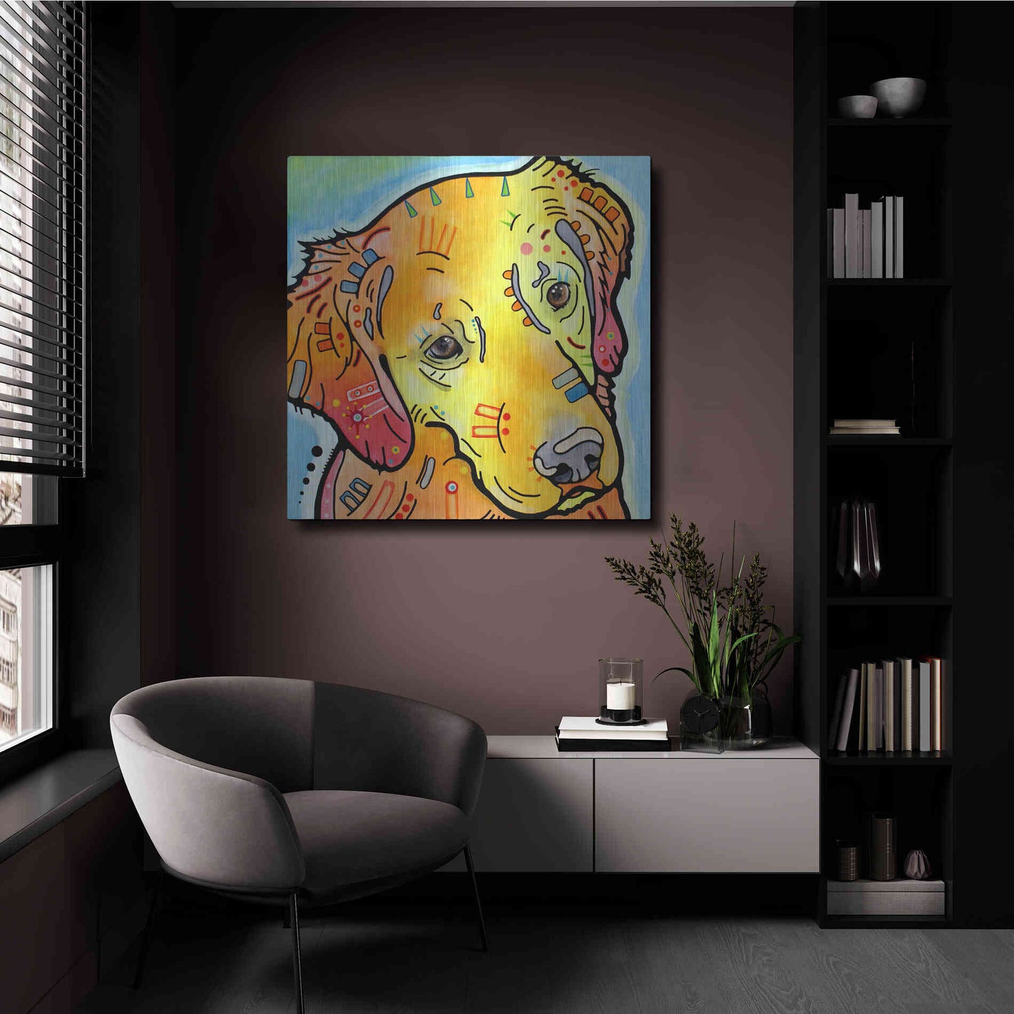 Luxe Metal Art 'The Golden(Ish) Retriever' by Dean Russo, Metal Wall Art,36x36