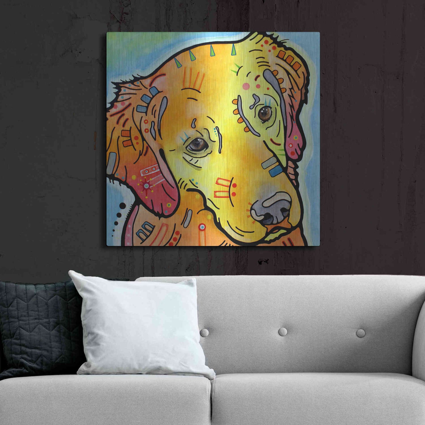 Luxe Metal Art 'The Golden(Ish) Retriever' by Dean Russo, Metal Wall Art,36x36