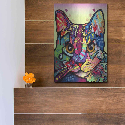 Luxe Metal Art 'Maya Cat' by Dean Russo, Metal Wall Art,12x16