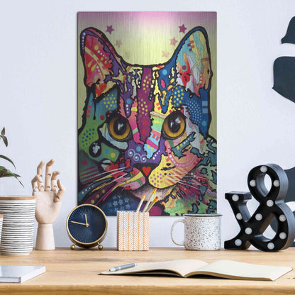 Luxe Metal Art 'Maya Cat' by Dean Russo, Metal Wall Art,12x16