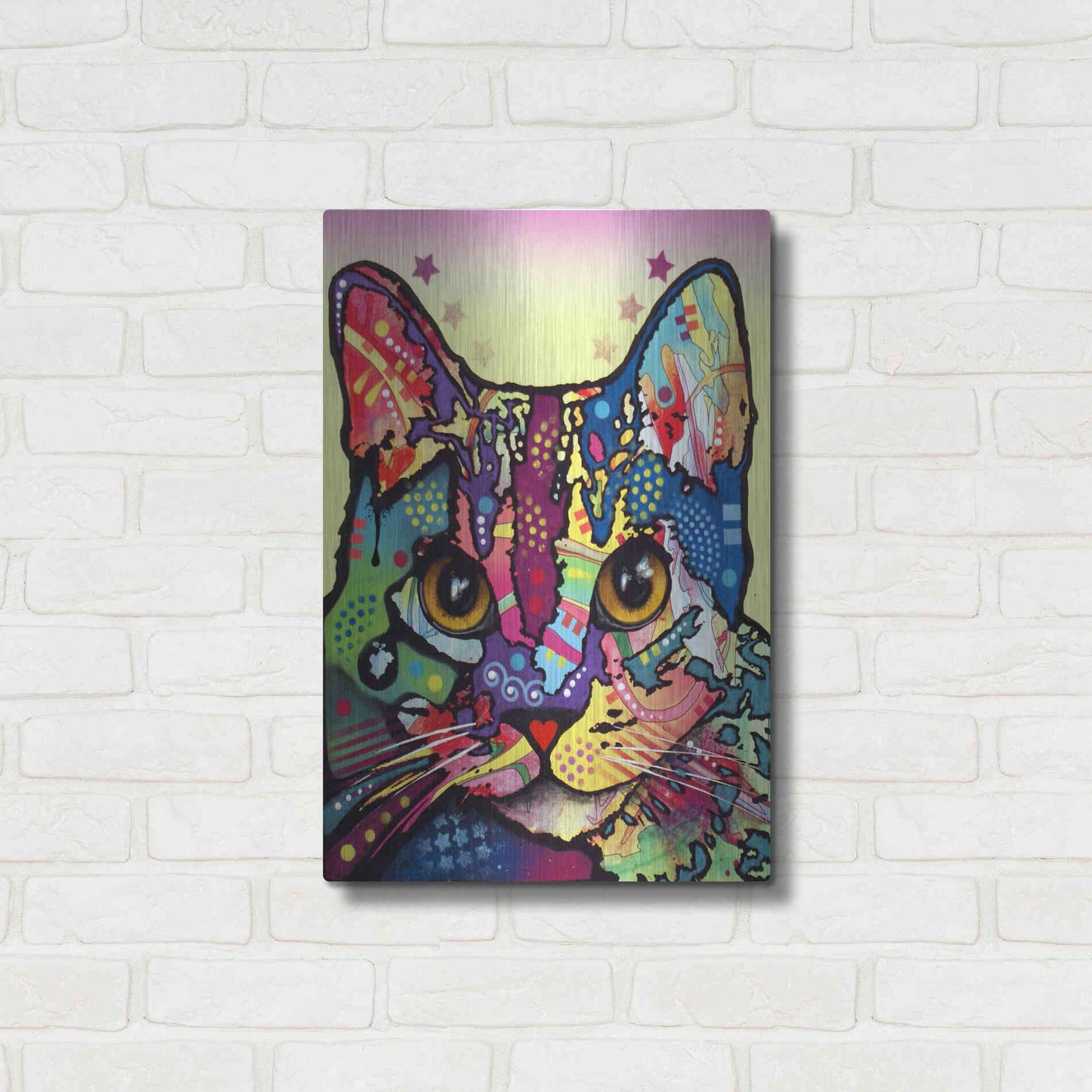 Luxe Metal Art 'Maya Cat' by Dean Russo, Metal Wall Art,16x24