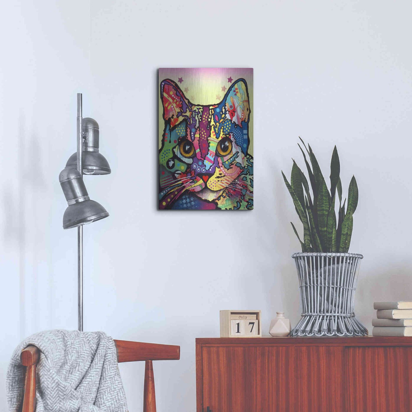 Luxe Metal Art 'Maya Cat' by Dean Russo, Metal Wall Art,16x24