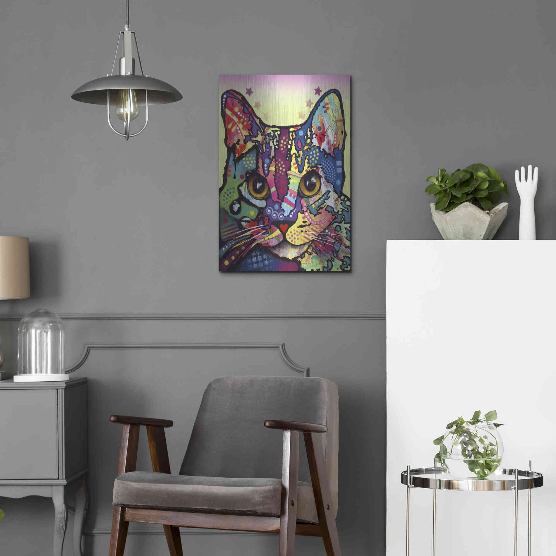 Luxe Metal Art 'Maya Cat' by Dean Russo, Metal Wall Art,16x24