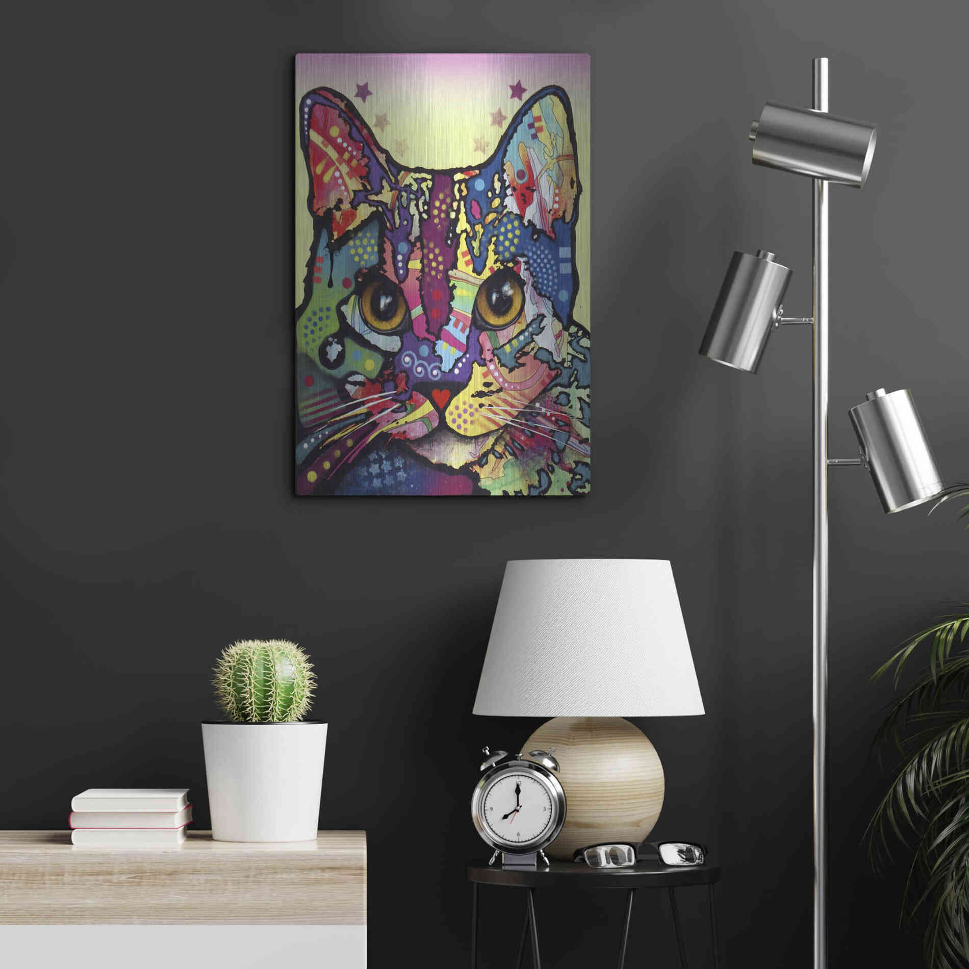 Luxe Metal Art 'Maya Cat' by Dean Russo, Metal Wall Art,16x24