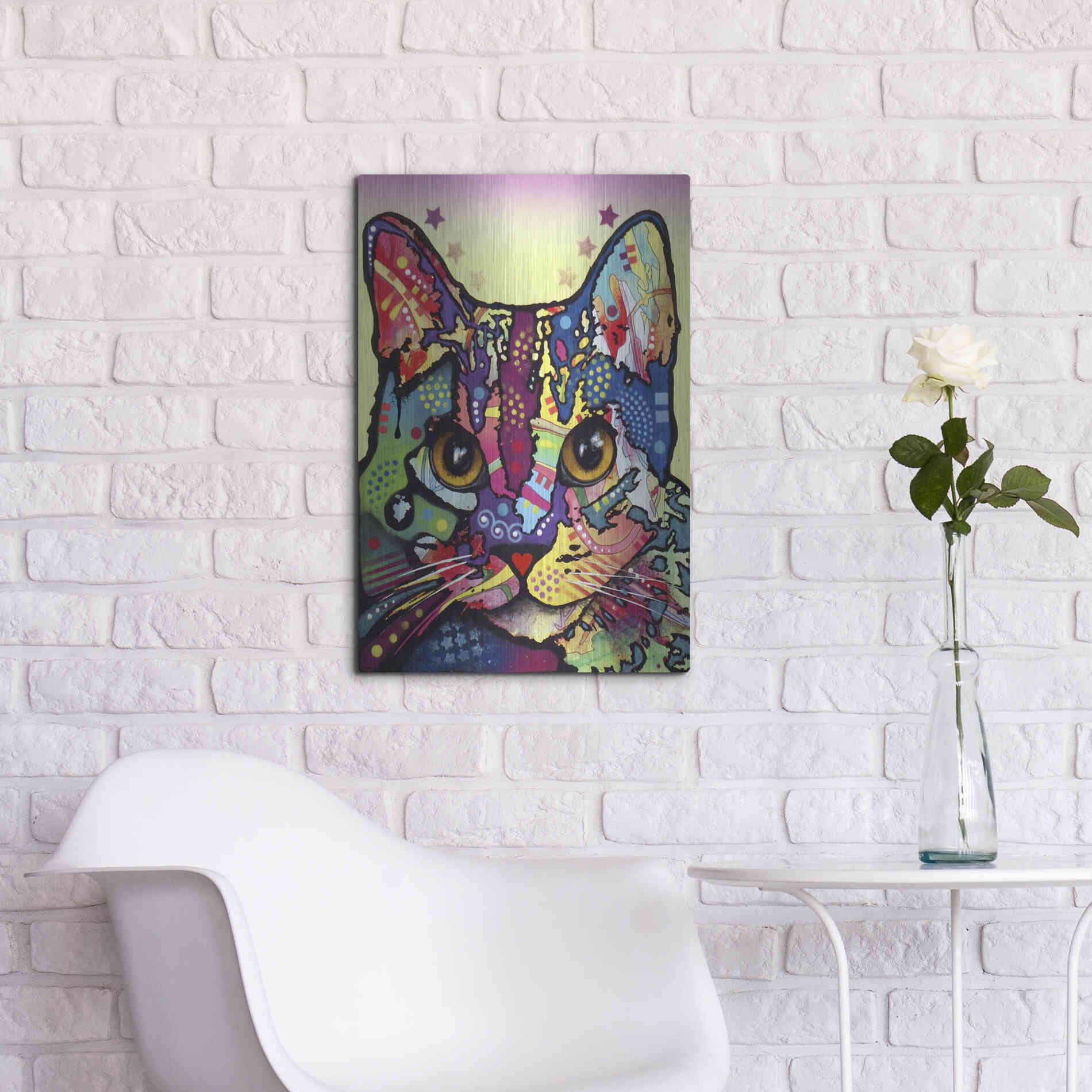 Luxe Metal Art 'Maya Cat' by Dean Russo, Metal Wall Art,16x24