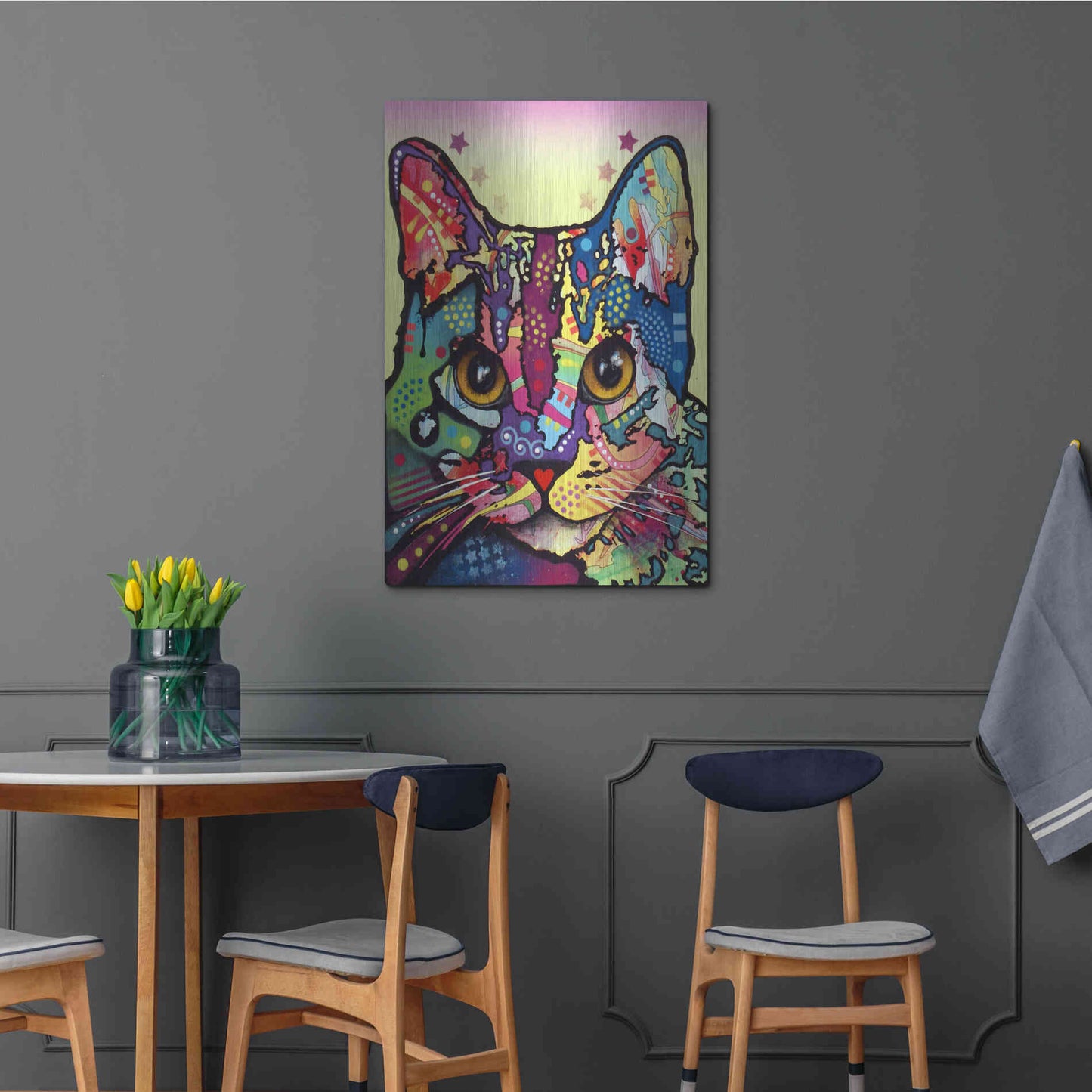 Luxe Metal Art 'Maya Cat' by Dean Russo, Metal Wall Art,24x36