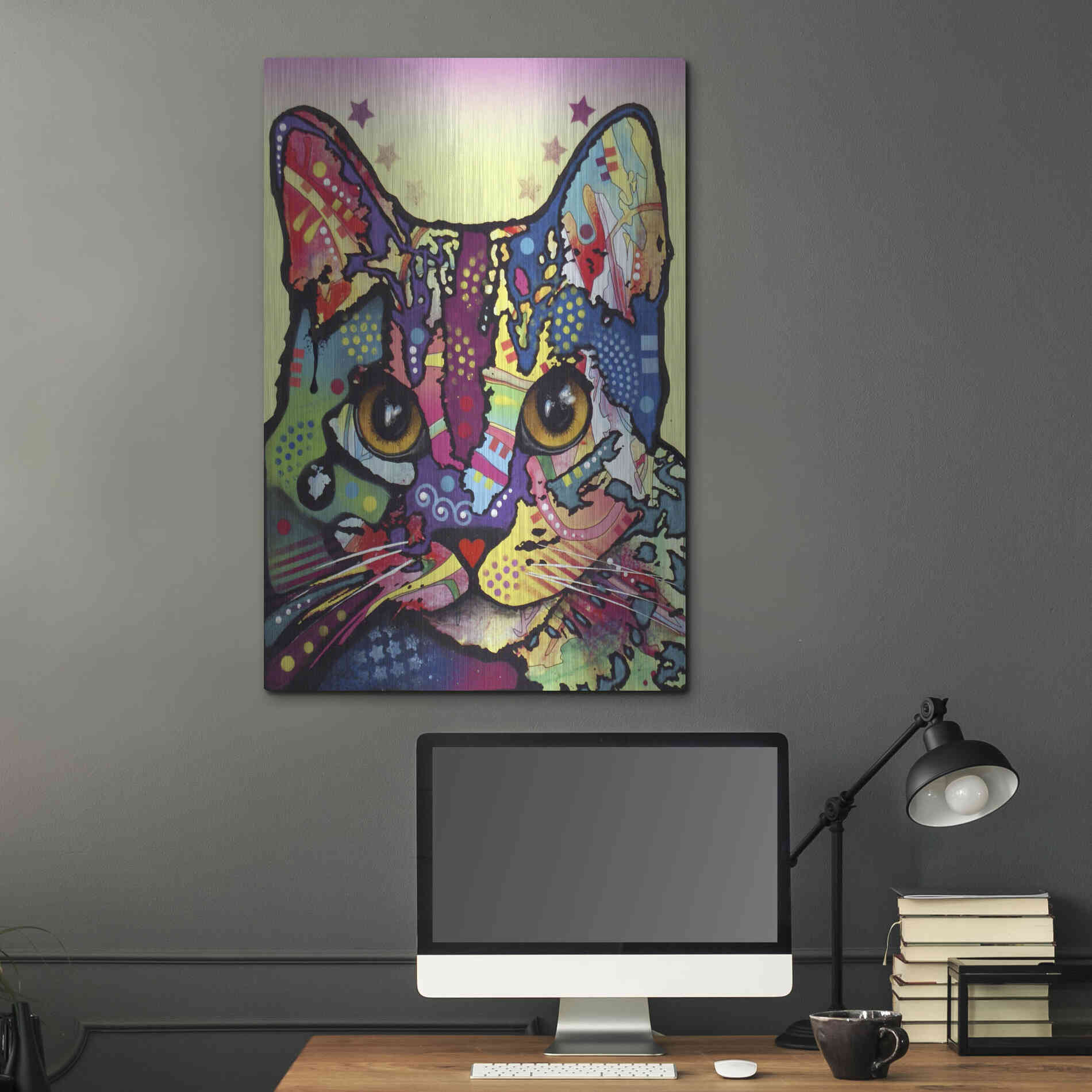 Luxe Metal Art 'Maya Cat' by Dean Russo, Metal Wall Art,24x36