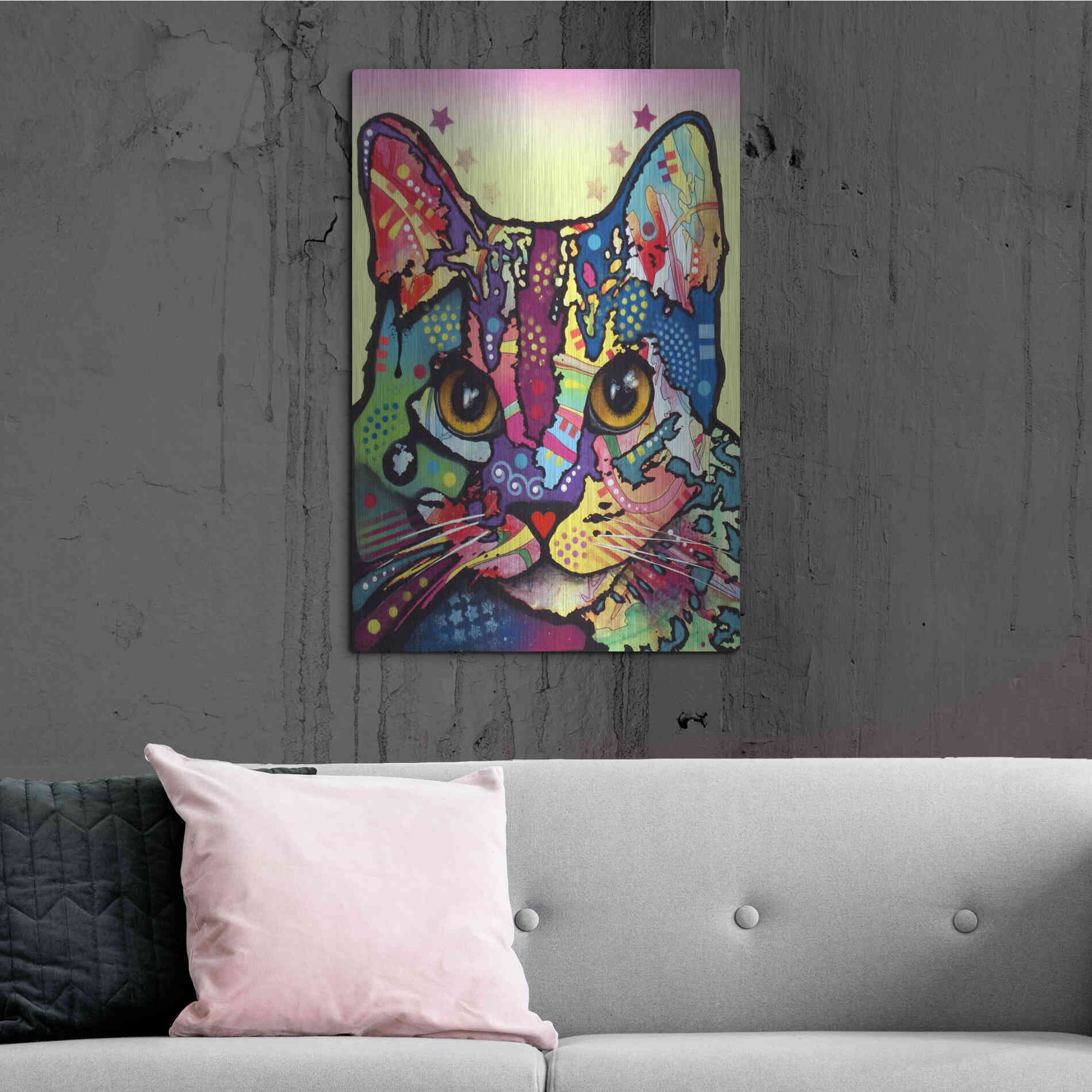 Luxe Metal Art 'Maya Cat' by Dean Russo, Metal Wall Art,24x36