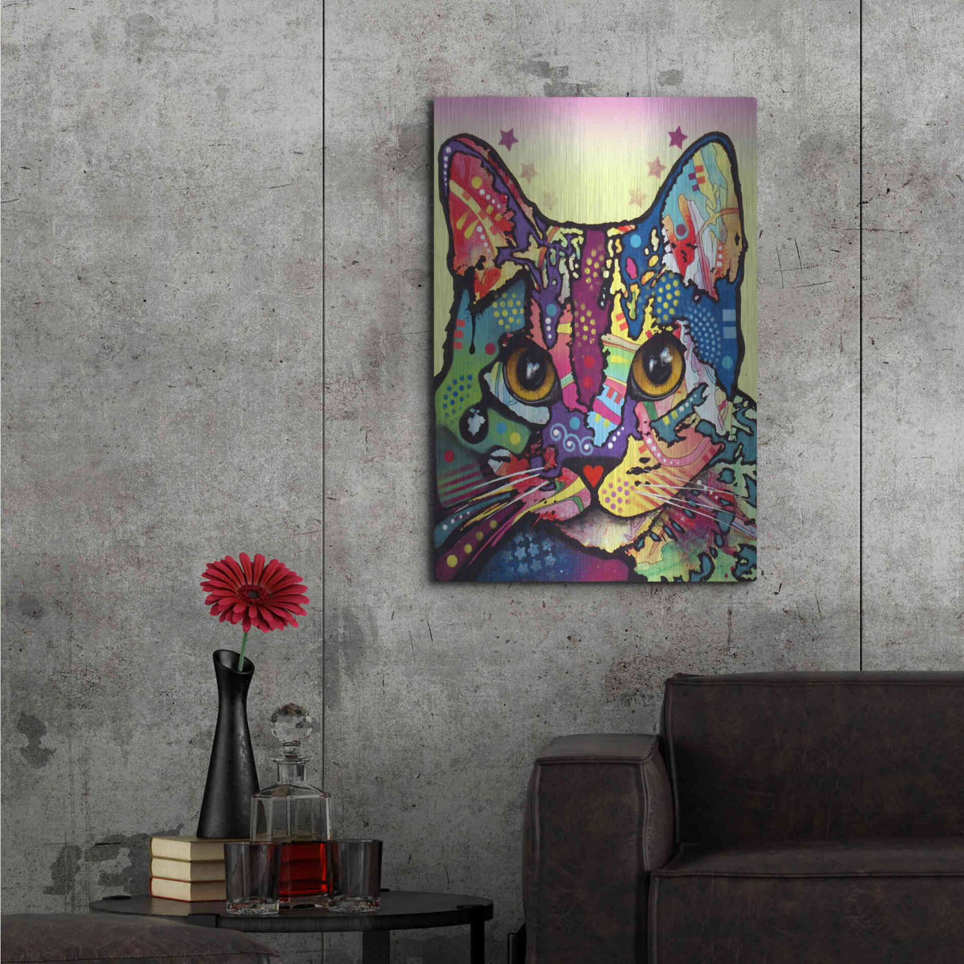 Luxe Metal Art 'Maya Cat' by Dean Russo, Metal Wall Art,24x36