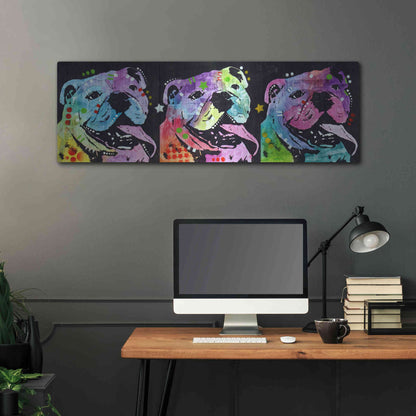 Luxe Metal Art '3 Bulldogs' by Dean Russo, Metal Wall Art,48x16
