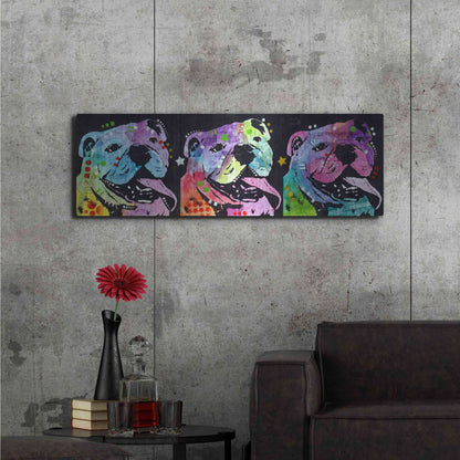 Luxe Metal Art '3 Bulldogs' by Dean Russo, Metal Wall Art,48x16
