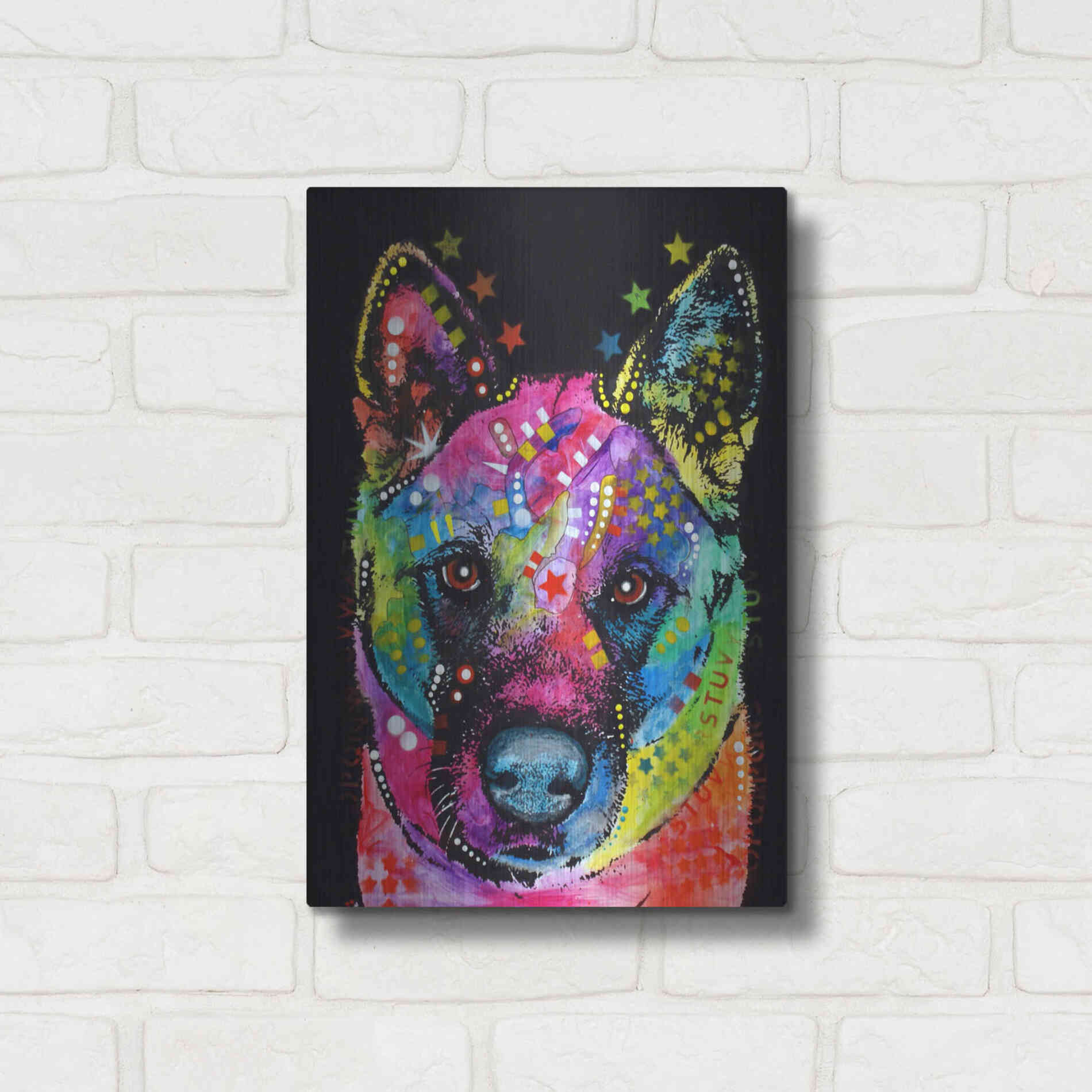 Luxe Metal Art 'Akita 2' by Dean Russo, Metal Wall Art,12x16