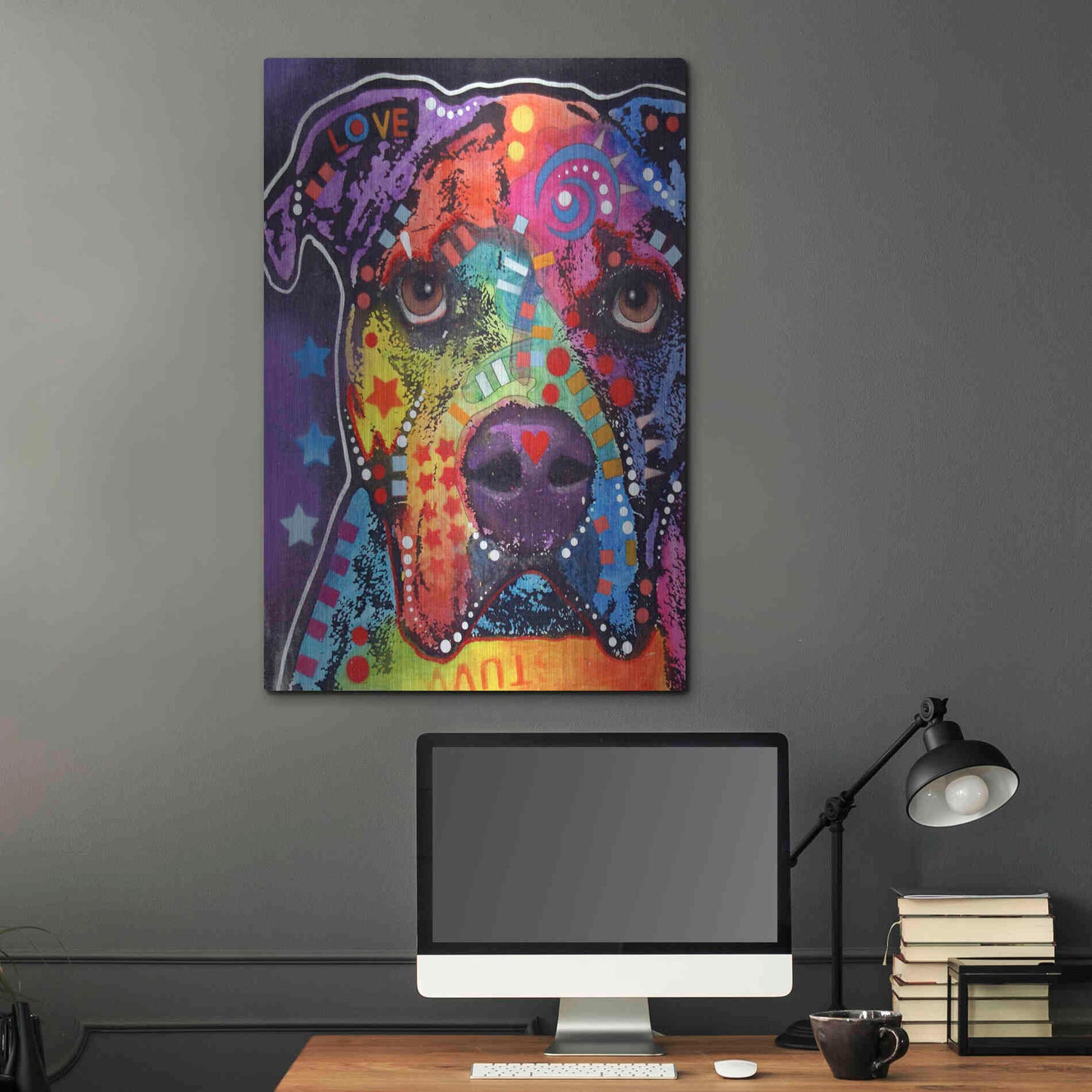 Luxe Metal Art 'American Bulldog 3' by Dean Russo, Metal Wall Art,24x36