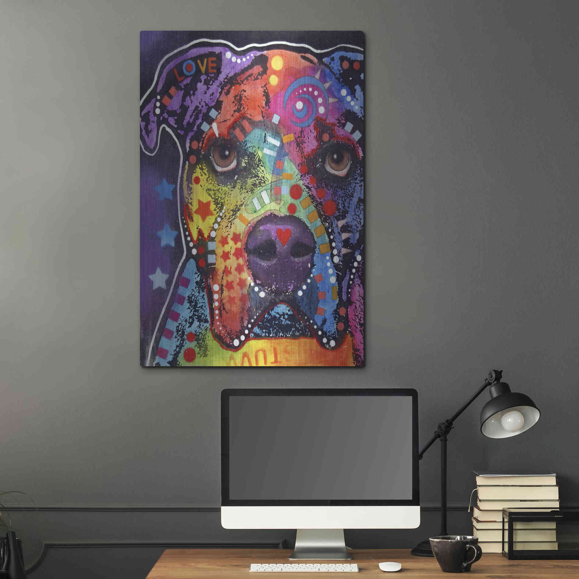 Luxe Metal Art 'American Bulldog 3' by Dean Russo, Metal Wall Art,24x36