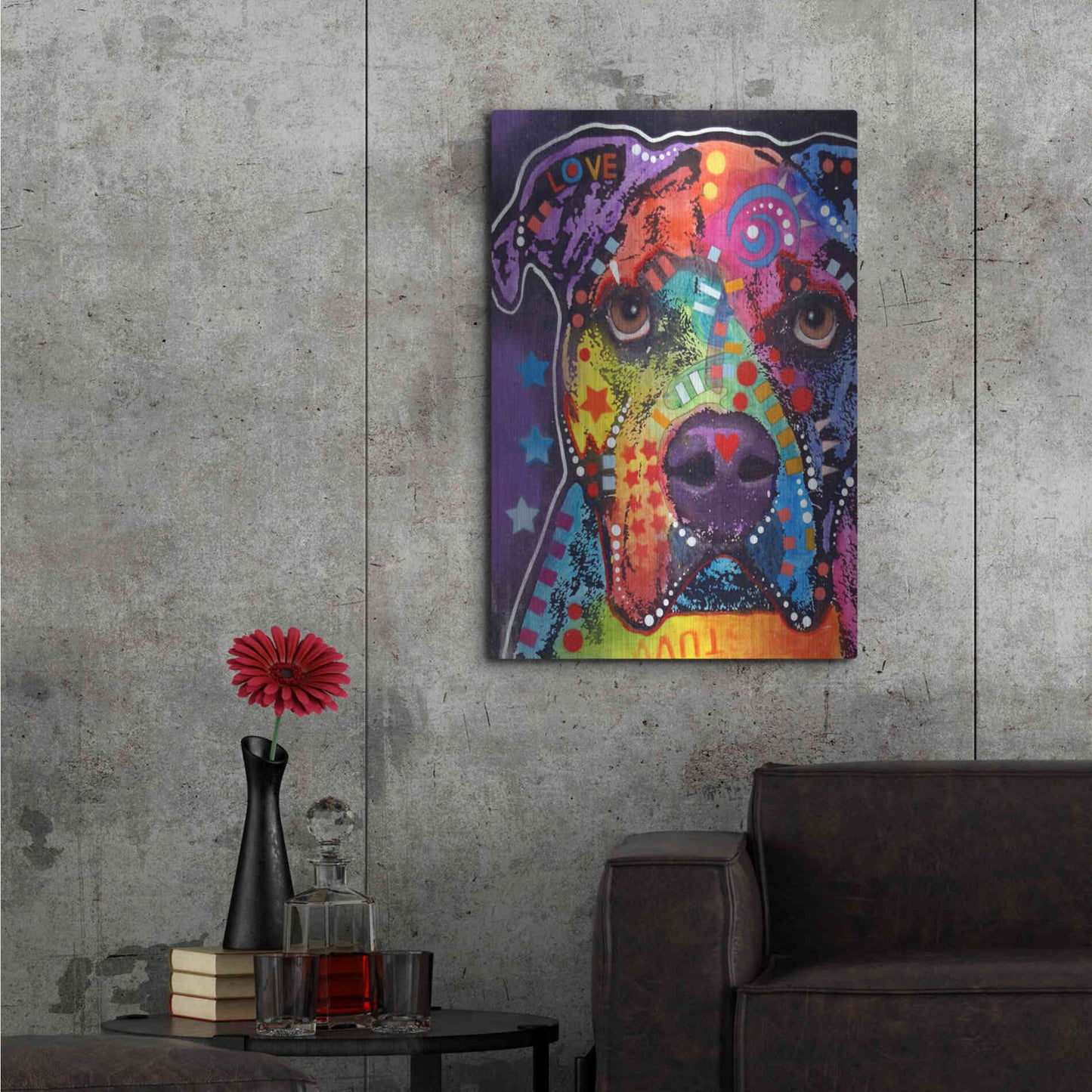 Luxe Metal Art 'American Bulldog 3' by Dean Russo, Metal Wall Art,24x36