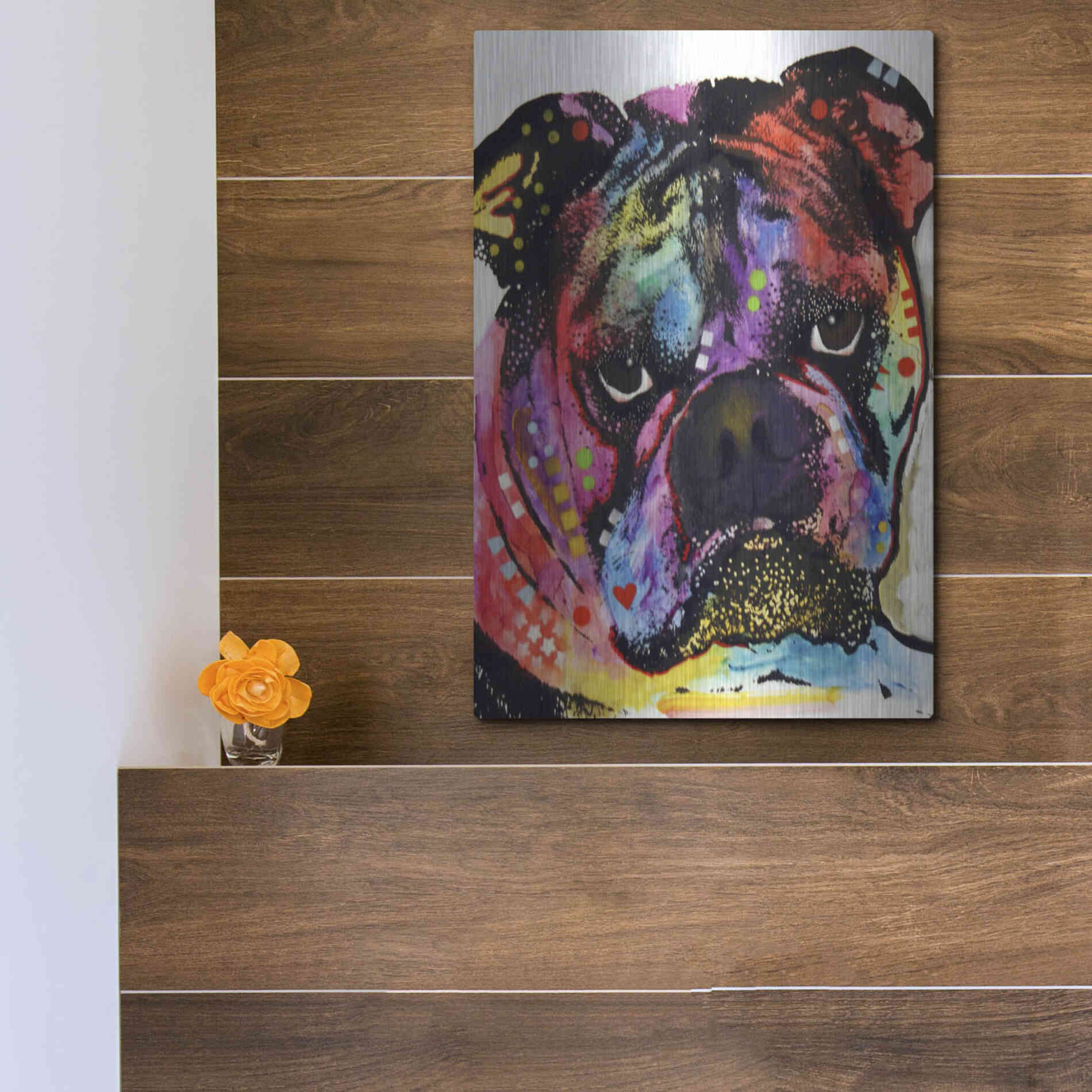 Luxe Metal Art 'Bulldog' by Dean Russo, Metal Wall Art,12x16