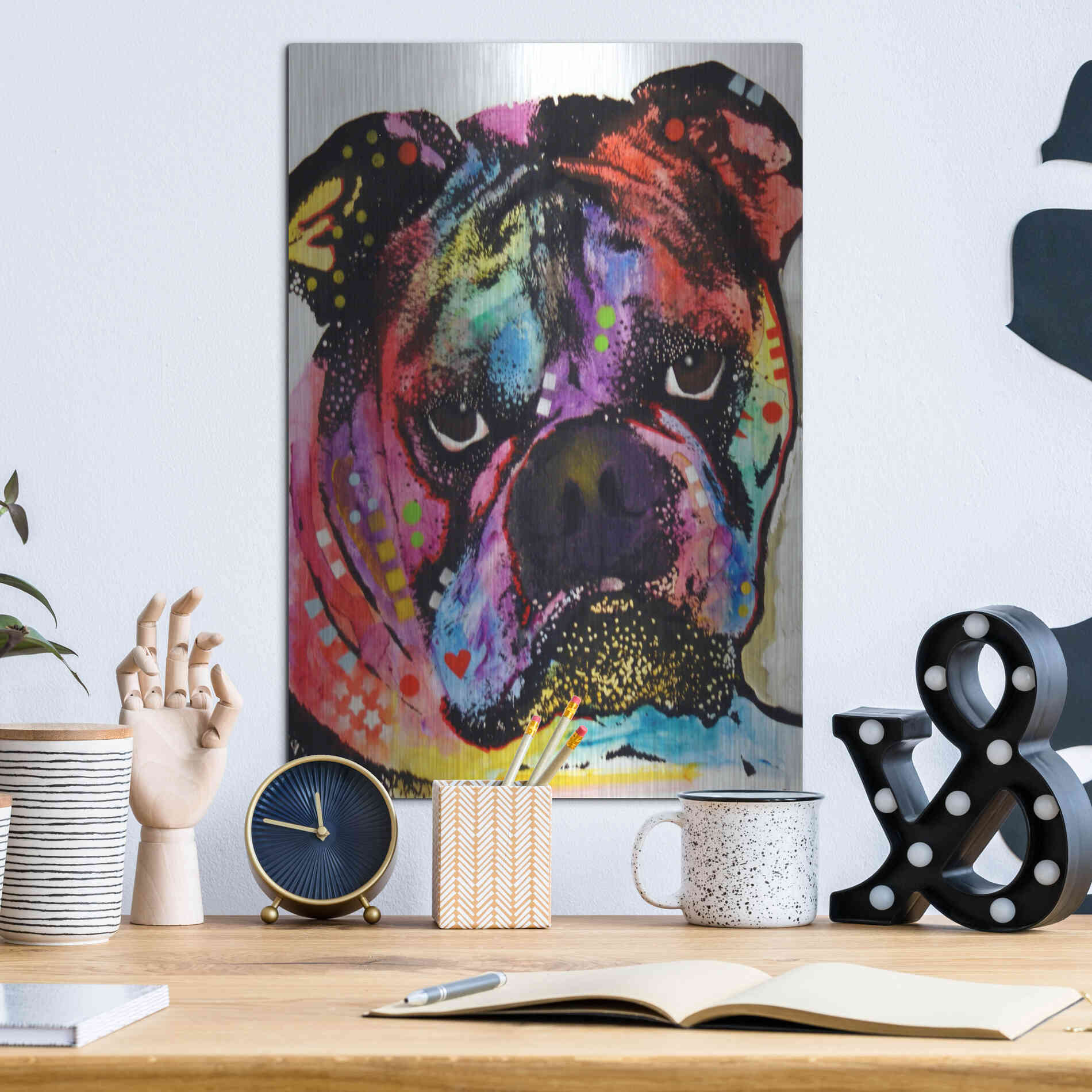 Luxe Metal Art 'Bulldog' by Dean Russo, Metal Wall Art,12x16