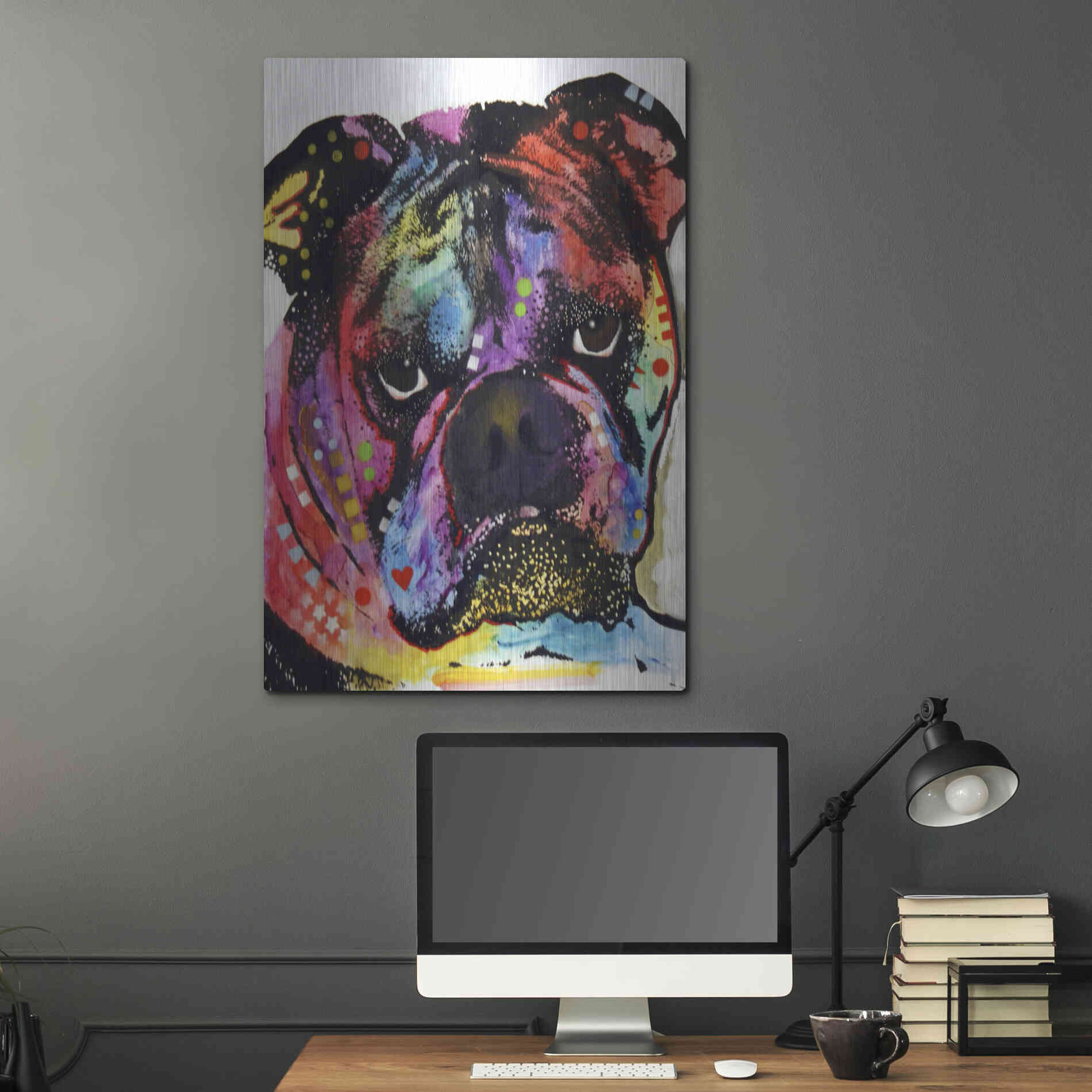 Luxe Metal Art 'Bulldog' by Dean Russo, Metal Wall Art,24x36