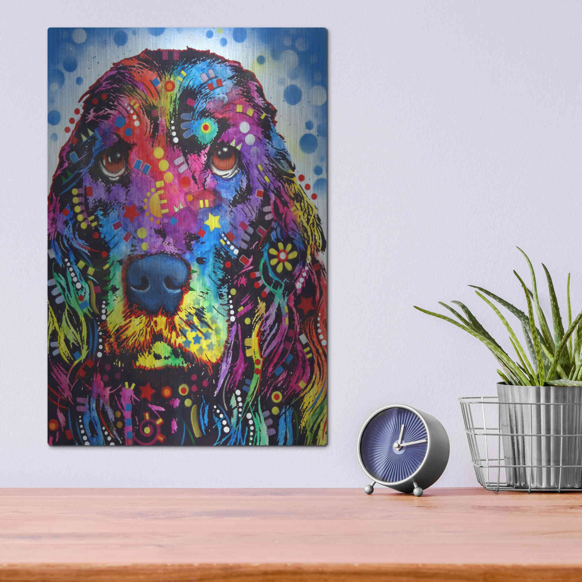 Luxe Metal Art 'Cocker Spaniel 2' by Dean Russo, Metal Wall Art,12x16