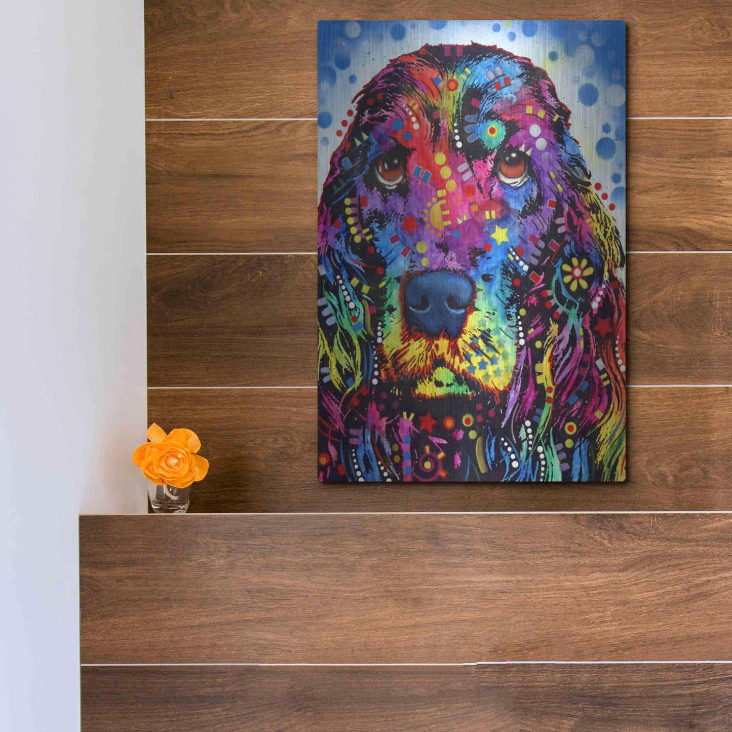 Luxe Metal Art 'Cocker Spaniel 2' by Dean Russo, Metal Wall Art,12x16