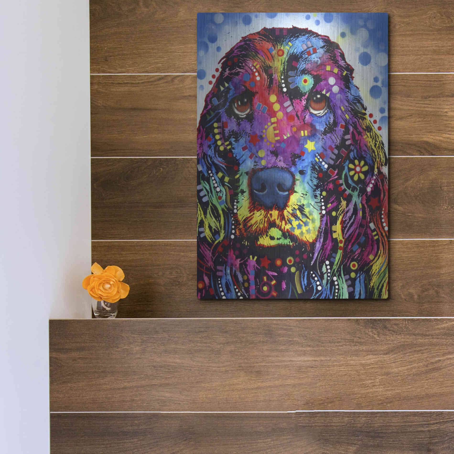 Luxe Metal Art 'Cocker Spaniel 2' by Dean Russo, Metal Wall Art,12x16