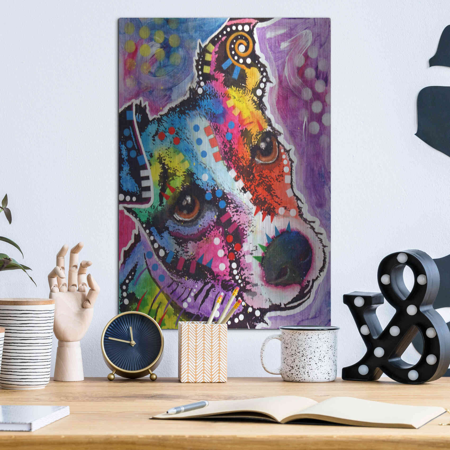 Luxe Metal Art 'Dreamy Jack' by Dean Russo, Metal Wall Art,12x16