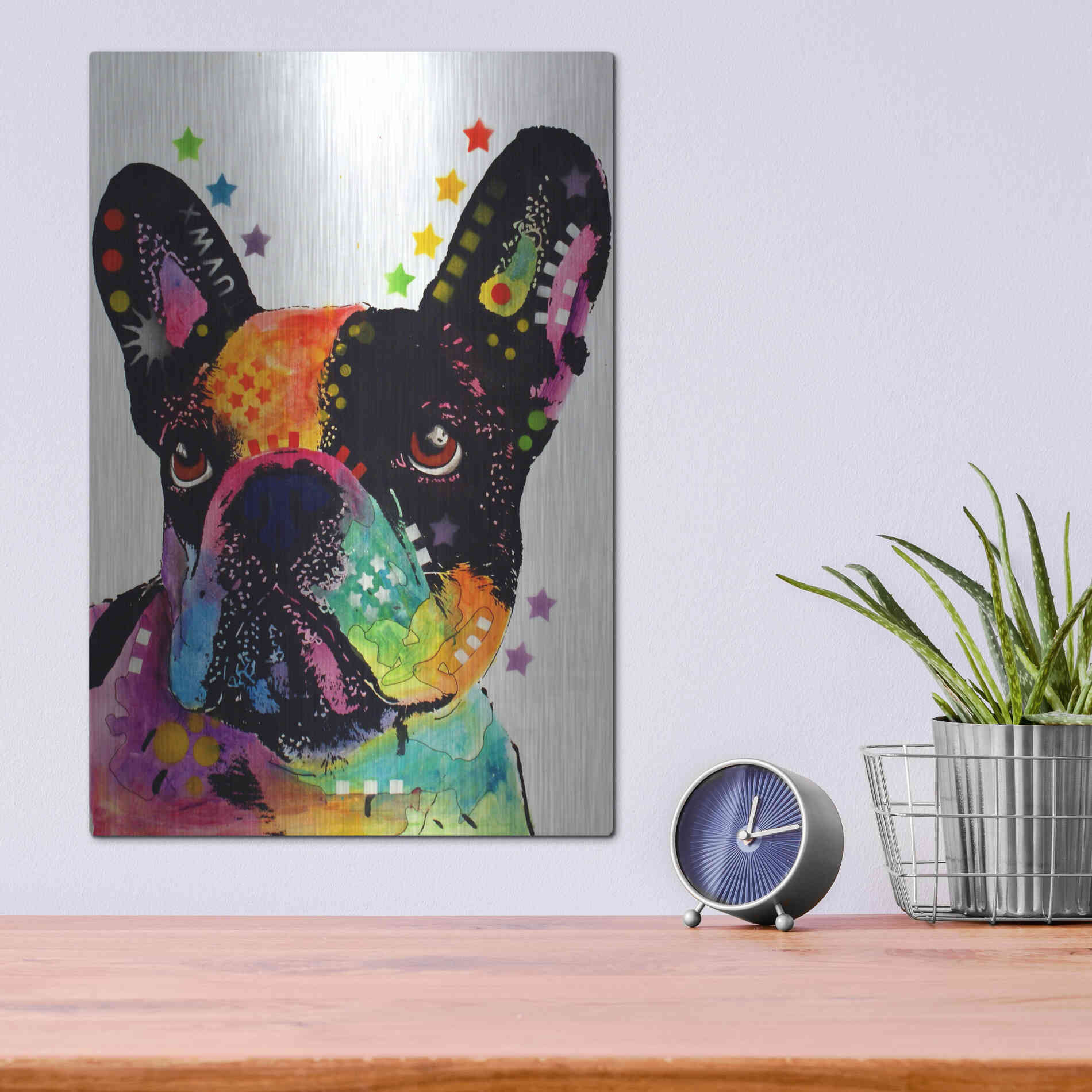 Luxe Metal Art 'French Bulldog' by Dean Russo, Metal Wall Art,12x16