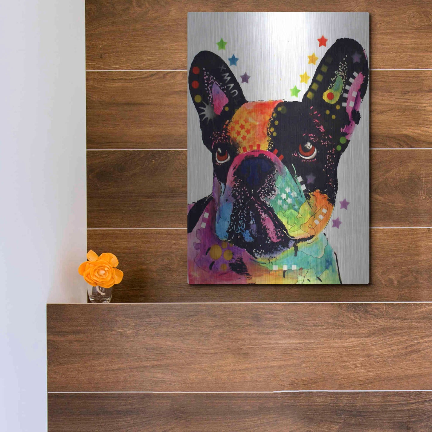 Luxe Metal Art 'French Bulldog' by Dean Russo, Metal Wall Art,12x16