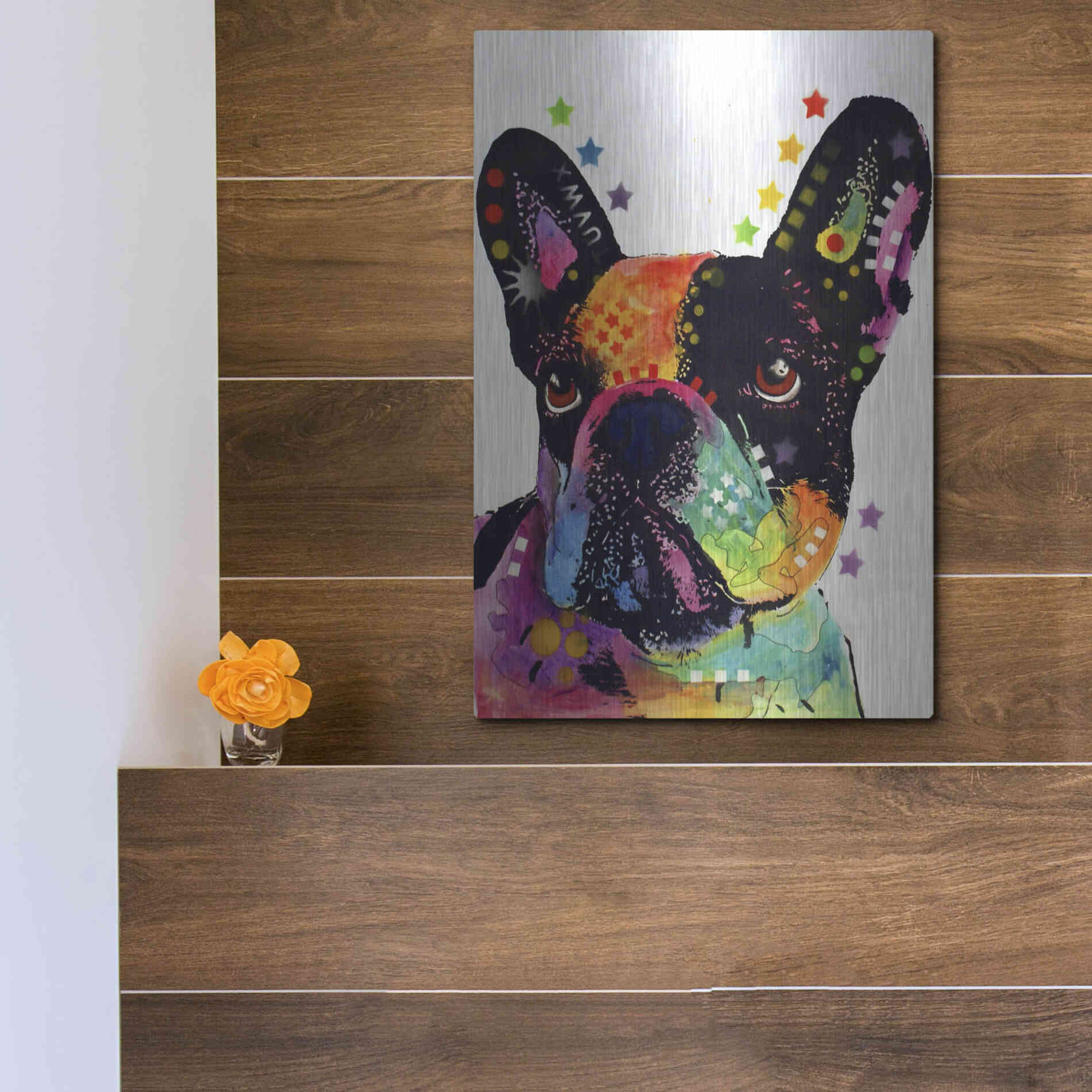 Luxe Metal Art 'French Bulldog' by Dean Russo, Metal Wall Art,12x16