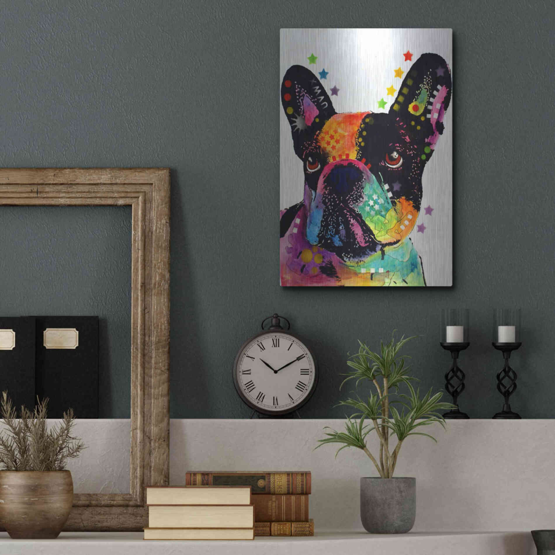 Luxe Metal Art 'French Bulldog' by Dean Russo, Metal Wall Art,12x16