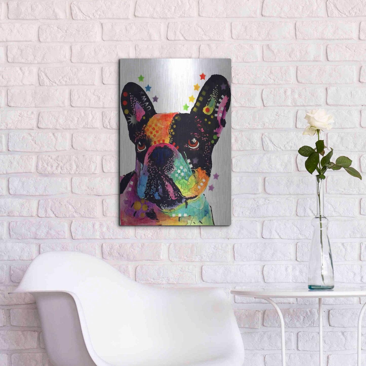 Luxe Metal Art 'French Bulldog' by Dean Russo, Metal Wall Art,16x24