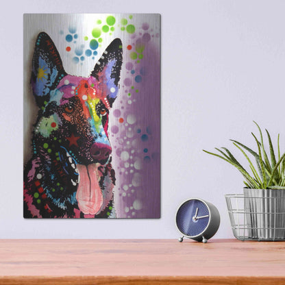 Luxe Metal Art 'German Shepherd 2' by Dean Russo, Metal Wall Art,12x16