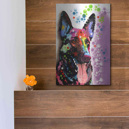 Luxe Metal Art 'German Shepherd 2' by Dean Russo, Metal Wall Art,12x16