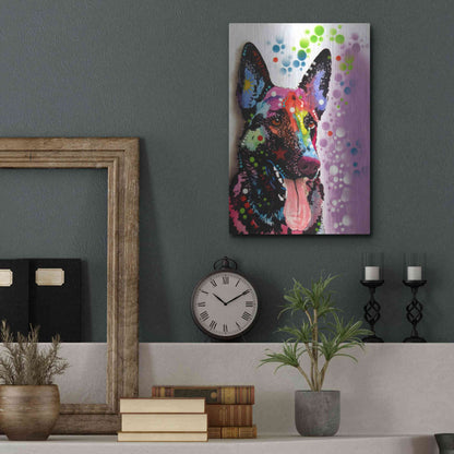 Luxe Metal Art 'German Shepherd 2' by Dean Russo, Metal Wall Art,12x16