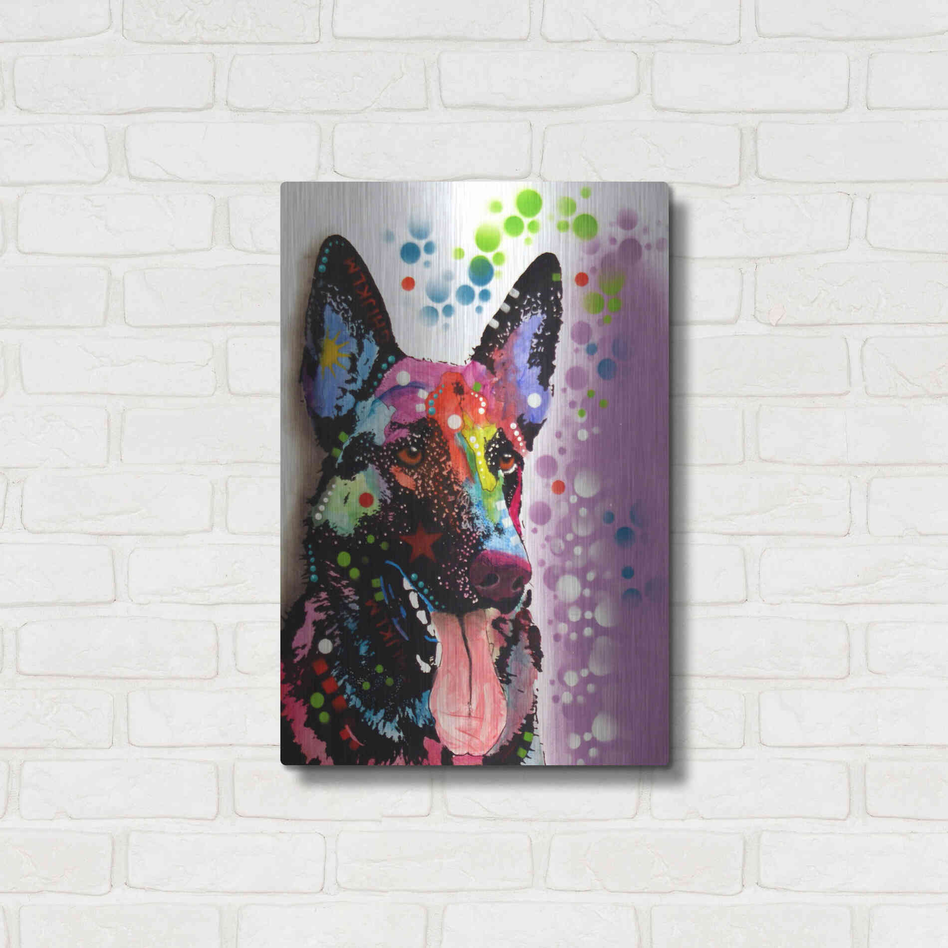 Luxe Metal Art 'German Shepherd 2' by Dean Russo, Metal Wall Art,16x24