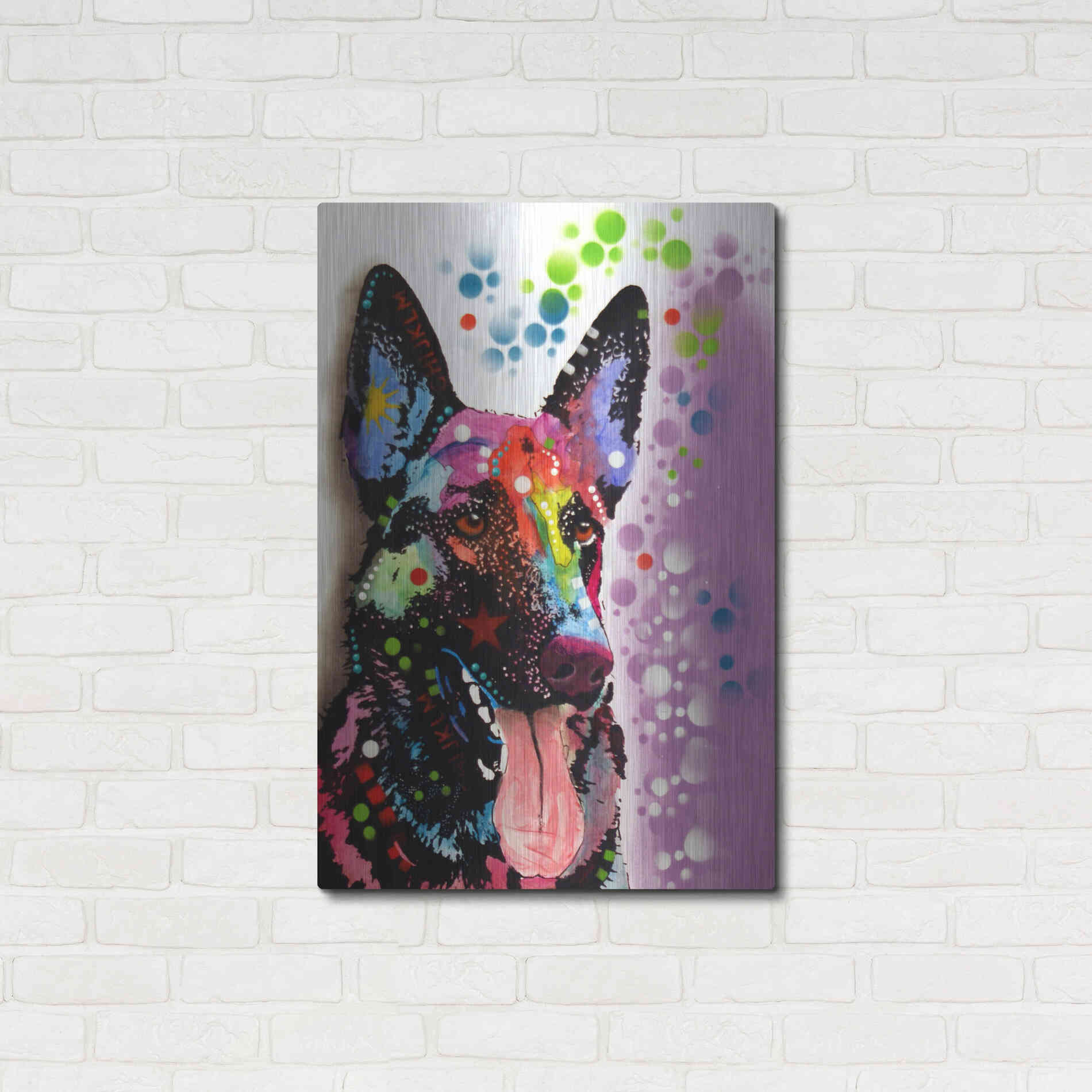 Luxe Metal Art 'German Shepherd 2' by Dean Russo, Metal Wall Art,24x36