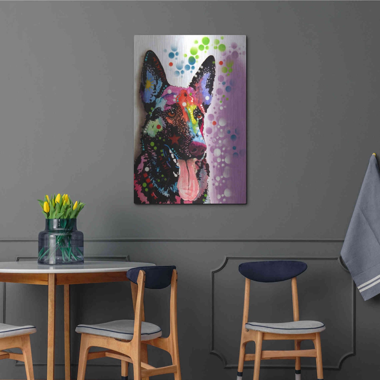 Luxe Metal Art 'German Shepherd 2' by Dean Russo, Metal Wall Art,24x36