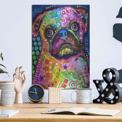 Luxe Metal Art 'Pug 2' by Dean Russo, Metal Wall Art,12x16