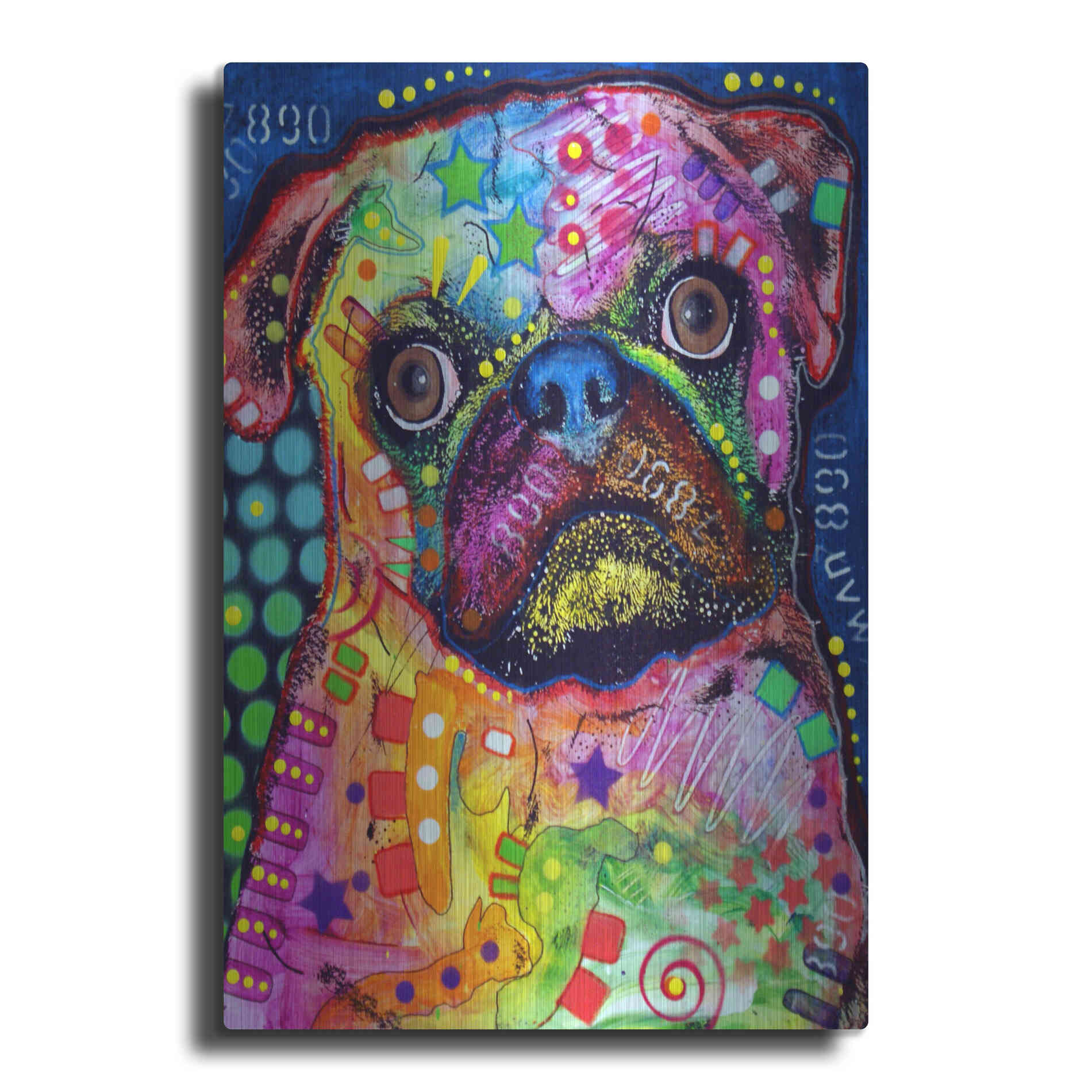 Luxe Metal Art 'Pug 2' by Dean Russo, Metal Wall Art