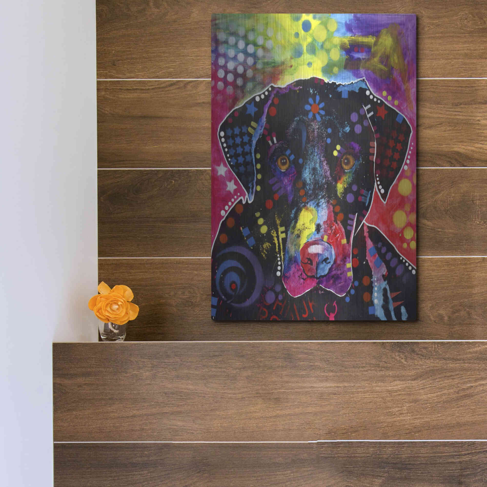 Luxe Metal Art 'The Labrador' by Dean Russo, Metal Wall Art,12x16